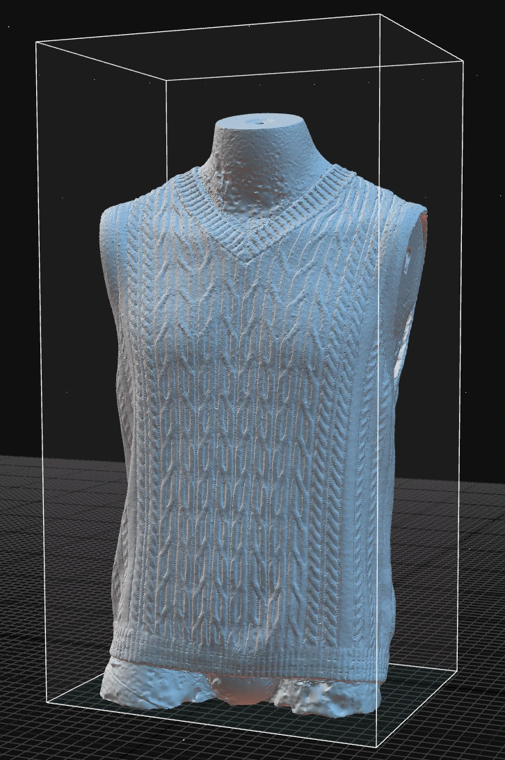 Untextured reconstruction of the vest with support material still present